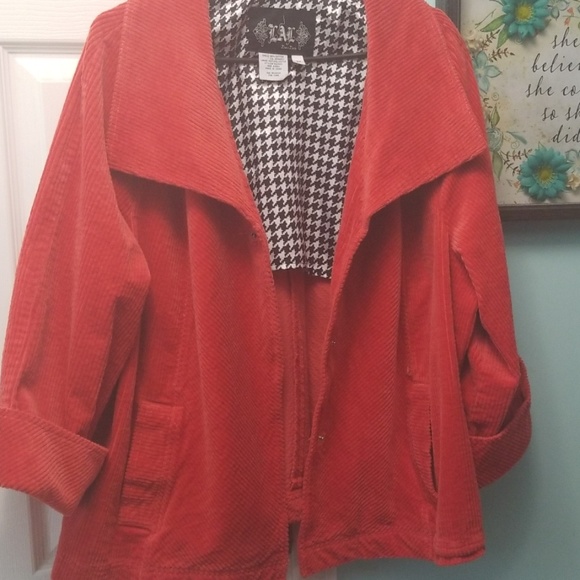 3/4 sleeve red/orange corduroy jacket - Picture 1 of 2